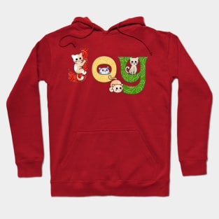 Joy Christmas Cat Art Hoodie